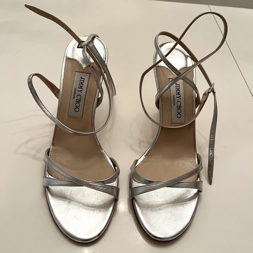 Jimmy Choo Silver Strappy Heels